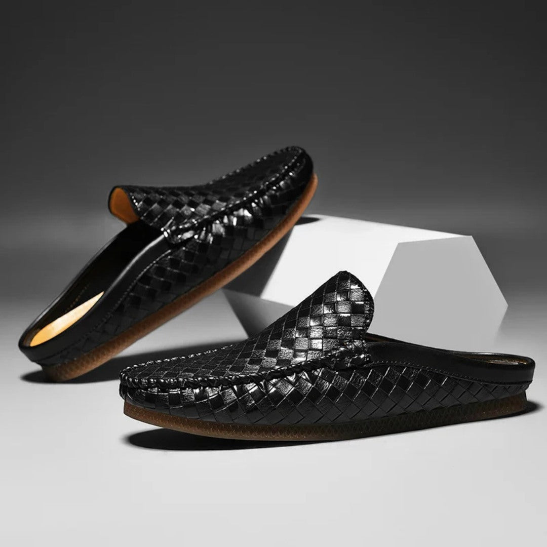 Enzo Woven Leather Slides